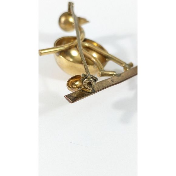 Bird and egg Brooch - MCM Atomic Vintage Brass Bird Pin 50s 60s - Picture 6 of 7